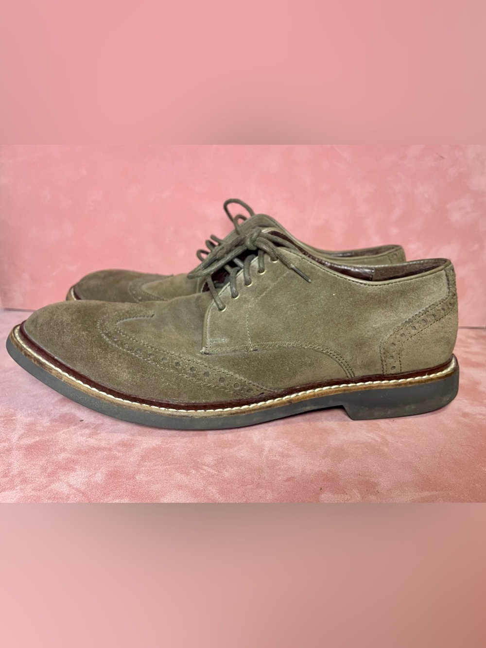 Cole Haan Olive Green Suede Wingtip Brogue Derby Shoes Men’s 8m/ Women’s 9.5-10